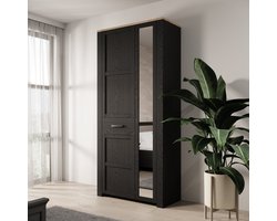 Meubella - Borello - Kledingkast 2 deurs - Zwart - 94x42x205 cm