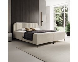 Meubella - Bosque - Boxspring met opbergruimte - Teddystof beige - 180x200 cm