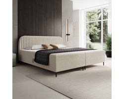 Meubella - Bosque - Boxspring met opbergruimte - Teddystof beige - 200x200 cm