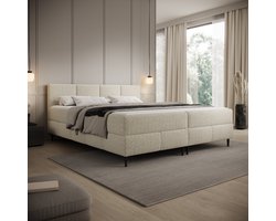 Meubella - Brisa - Boxspring met opbergruimte - Teddystof beige - 180x200 cm
