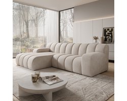 Meubella - Brunello - Hoekbank 3-zits - Stof beige - Links