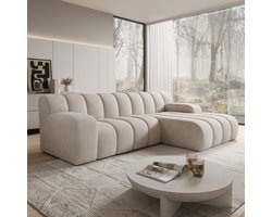 Meubella - Brunello - Hoekbank 3-zits - Stof beige - Rechts