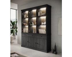 Meubella - Buffetkast Vince 2 - Zwart eiken - 182 cm