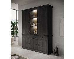 Meubella - Buffetkast Vince 3 - Zwart eiken - 182 cm