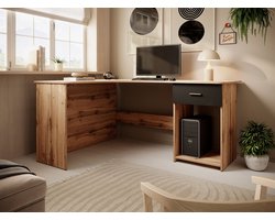 Meubella - Bureau Ciudad - Eiken - Zwart - 155 cm