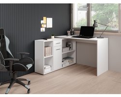 Meubella - Bureau Crister - Wit - 122 cm