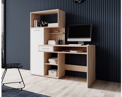 Meubella - Bureau Harrah - Eiken - Wit - 150 cm