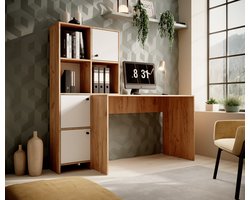Meubella - Bureau Hyatt - Eiken - Wit - 156 cm