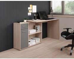 Meubella - Bureau Nomi - Eiken - Grijs - 120 cm
