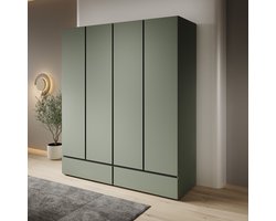 Meubella - Cainan - Kledingkast 4-deurs - Groen - 180x60x210 cm