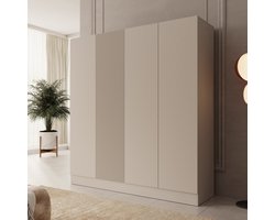 Meubella - Capri - Kledingkast 4-deurs - Beige - 205x55x220 cm