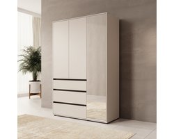 Meubella - Cirelle 2 - Kledingkast 3-deurs - Beige - 138x55x211 cm