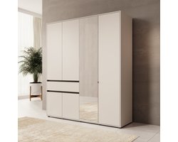 Meubella - Cirelle 2 - Kledingkast met 6 deuren - Beige - 183x55x211 cm