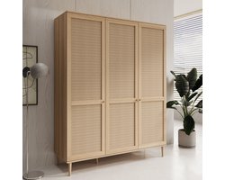 Meubella - Crimson - Kledingkast met 3 deuren - Eiken - 165x52x208 cm