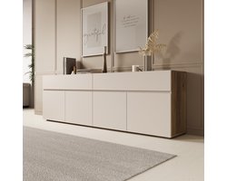 Meubella - Cumi - Dressoir - Beige/Eikenpatroon - 200x34x64 cm