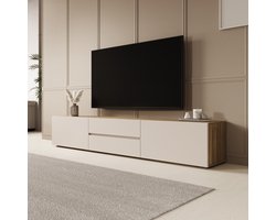 Meubella - Cumi - TV-Meubel - Beige/Eikenpatroon - 200x34x36 cm