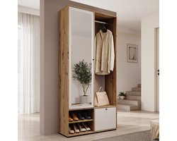 Meubella - Deacon - Halkast met 2 deuren - Eiken/Wit