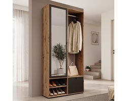 Meubella - Deacon - Halkast met 2 deuren - Eiken/Zwart