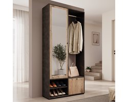 Meubella - Deacon - Halkast met 2 deuren - Grijs/Eiken