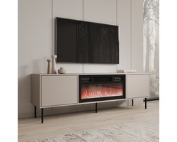 Meubella - Dimora - TV-Meubel met sfeerhaard - Beige - 183x40x60 cm