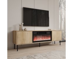 Meubella - Dimora - TV-Meubel met sfeerhaard - Eiken - 183x40x60 cm
