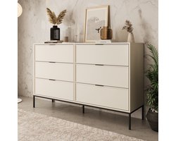 Meubella - Dominica - Ladekast met 6 lades - Beige - 150x40x92 cm