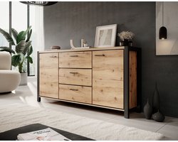 Meubella - Dressoir Acapulco - Eiken - Zwart - 180 cm