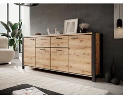 Meubella - Dressoir Acapulco - Eiken - Zwart - 213 cm