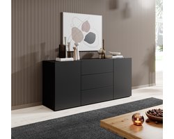 Meubella - Dressoir Asilento - Mat zwart - 140 cm