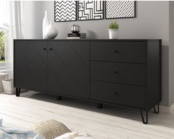 Meubella - Dressoir Barlo - Mat Zwart - 183 cm