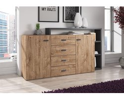Meubella - Dressoir Bello - Eiken - Antraciet - 180 cm