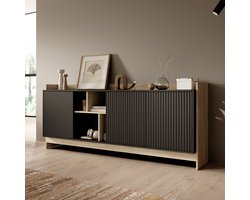 Meubella - Dressoir Benz - Zwart - 190 cm
