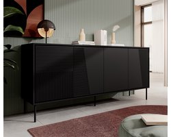 Meubella - Dressoir Blanes - Mat zwart - 200 cm