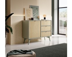 Meubella - Dressoir Essence - Groen - Licht eiken - 106 cm