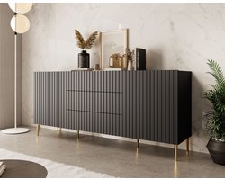 Meubella - Dressoir King - Mat zwart - 180 cm - Met lades