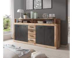 Meubella - Dressoir Lavina - Grijs - Old wood - 190 cm
