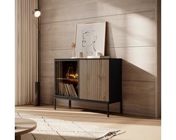 Meubella - Dressoir Legend - Mat zwart - Eiken - 104 cm