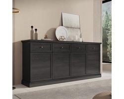 Meubella - Dressoir Leroy - Zwart eiken - 193 cm