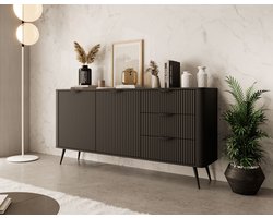 Meubella - Dressoir Lima - Zwart - 163 cm