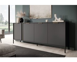 Meubella - Dressoir Loren - Antraciet - 203 cm