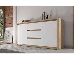 Meubella - Dressoir Melody - Wit - Eiken - 140 cm