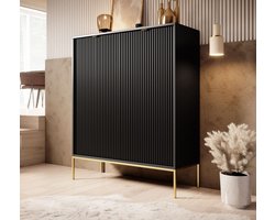 Meubella - Dressoir Navil 2 - Zwart - 104 cm - Hoog