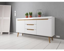 Meubella - Dressoir Nebraska - Wit - Eiken - 160 cm