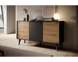 Meubella - Dressoir Palladium - Eiken - Zwart - 154 cm