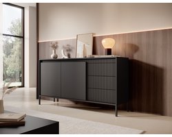 Meubella - Dressoir Saran - Mat zwart - 153 cm