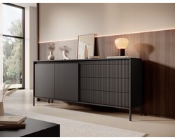 Meubella - Dressoir Saran - Mat zwart - 187 cm