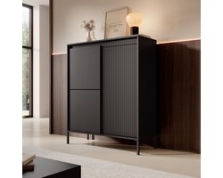 Meubella - Dressoir Saran - Mat zwart - Hoog