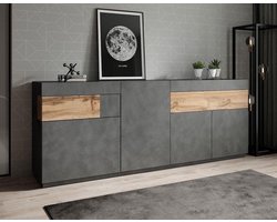 Meubella - Dressoir Sublime - Grijs - Eiken - 219 cm