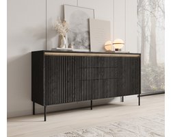 Meubella - Dressoir Timoteo - Mat zwart - 166 cm