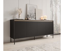 Meubella - Dressoir Timoteo - Mat zwart - 193 cm